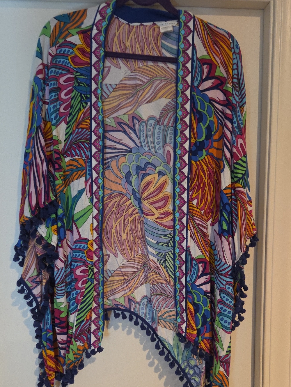 Trina Turk Multicolor Floral Fringe Kimono